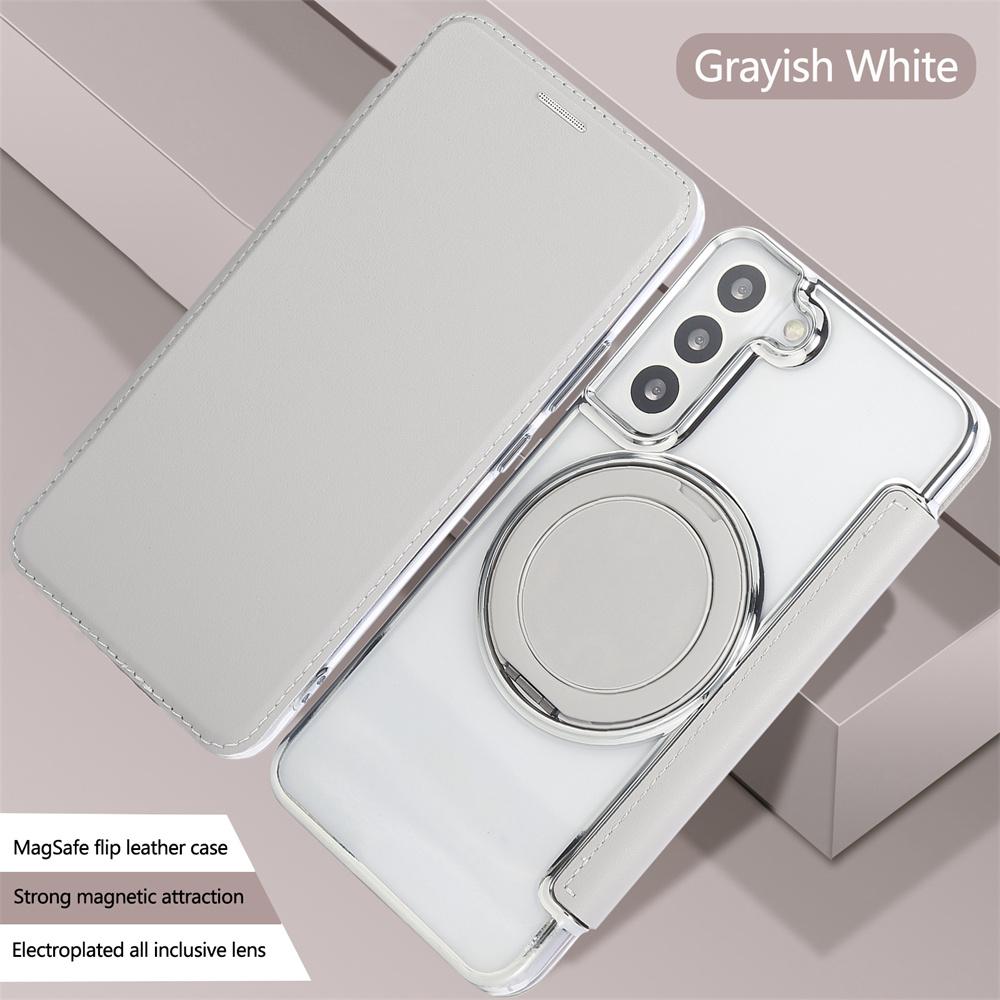 Rotating Stand Magnetic Phone Case for Samsung S26 S25 S24 S23 Ultra S22 Plus Leather Slot Card Wallet Magsafe Transparent Cover