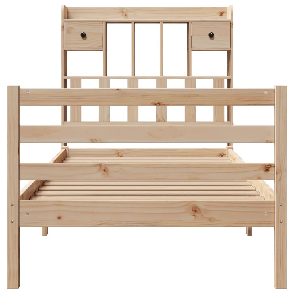 Solid Wood Bed with Shelf Without Mattress 100x200 Cm Pine
