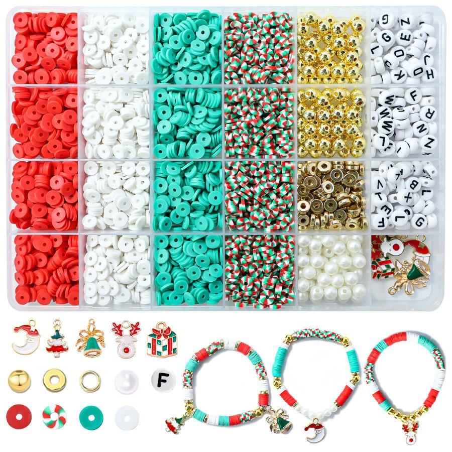 Christmas Diy Soft Pottery Bead Set, Accessory Material, Letter Bead Diy Bracelet Set.