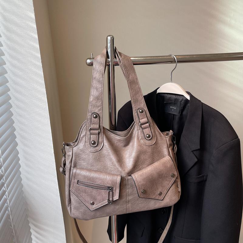 

Commuting Shoulder Bag For Women High Capacity Shopping Underarm Tote Solid Color Soft Leather Messenger Bag Female Handbags 50cm)) верблюд