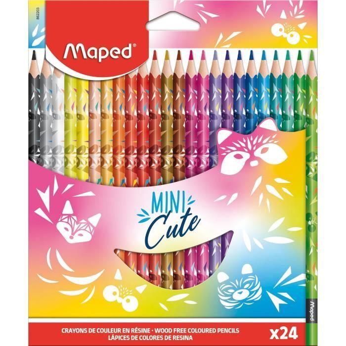 Crayons De Couleur - Maped - Mini Cute - 24 Crayons - Couleurs Vives - Mine Résistante