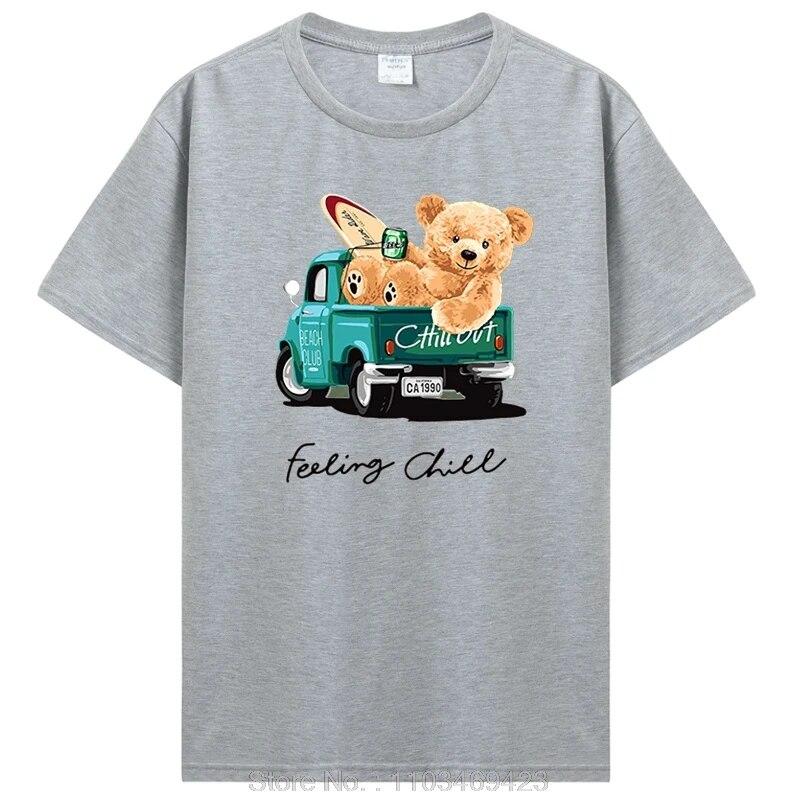 Teddy Bear T Shirt Funny Cotton Short Sleeve Graphic T Shirts Unisex Women Harajuku Clothing Summer Unisex's Oversize T-shirt Tees