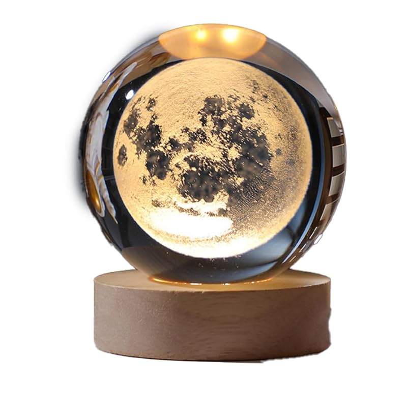 

TOMMYFIELD planet crystal ball night light glass ball wooden base ornaments 3D (month) [product]