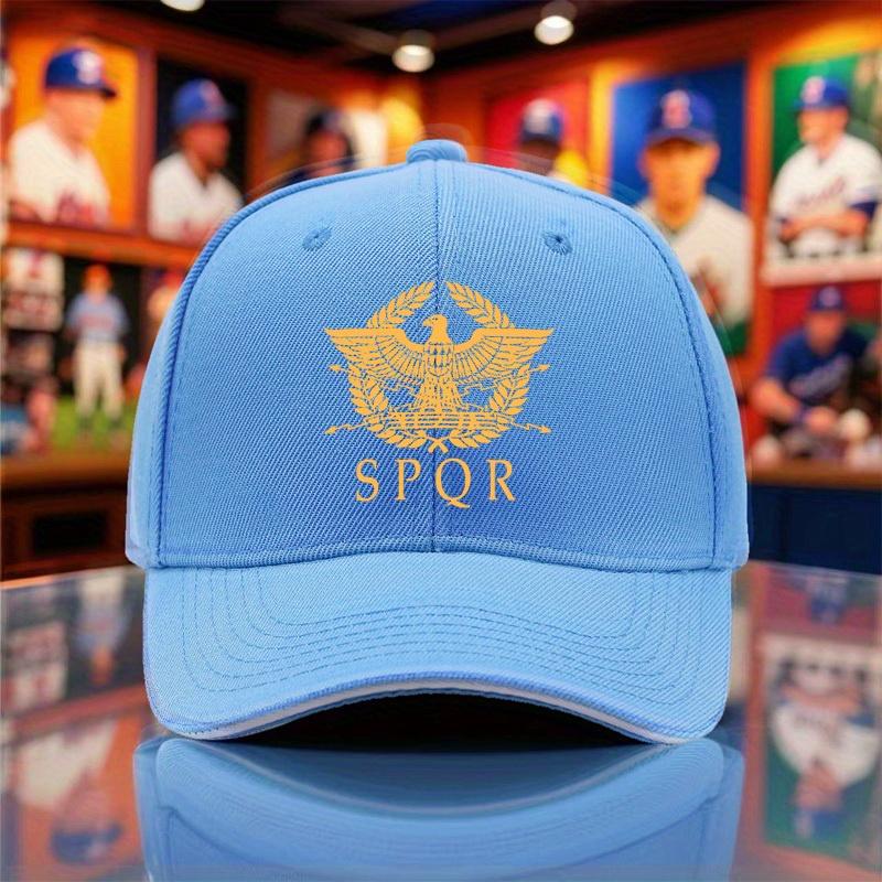 1 Pieza Gorra de Béisbol Ligera Nueva para Verano y Otoño para Hombres y Mujeres, Transpirable Negra con Estampado SPQR Romano, Gorra de Fiesta