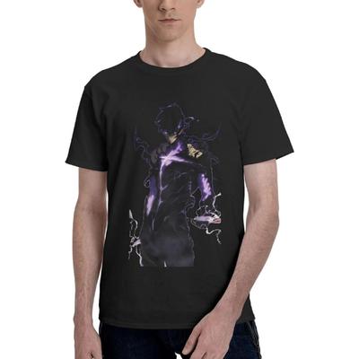 WQWDGVB Men's Solo Leveling T-Shirt - Anime Short Sleeve Shirt Cotton Crew Neck Tee Black