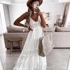 European and American Women's Dresses, Casual Lace Splicing Sleeveless Long Dresses
