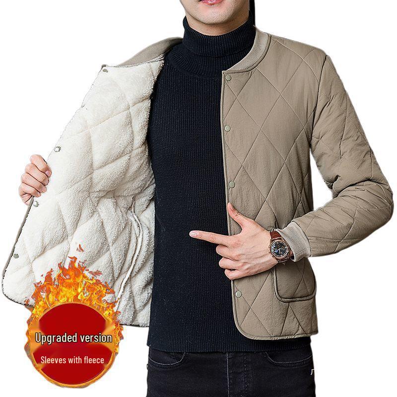 Men's Ultra-Lightweight Cotton Jacket with Stand Collar - Warm, Casual, Versatile Outerwear for Autumn & Winter.