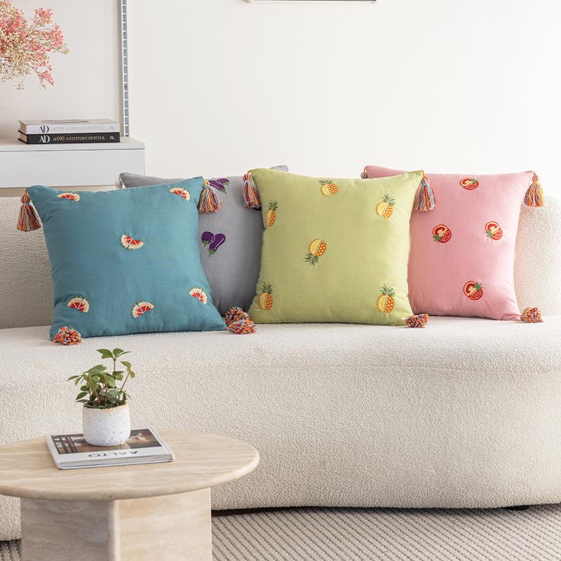 Simple Solid Color Pillow Sofa Living Room Pillow Bedside Office Pillow Case Core Cushion Waist Cushion