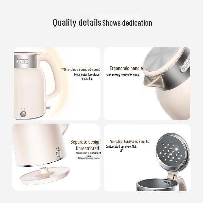 Supor 2L 316L Stainless Steel Electric Kettle with Keep Warm