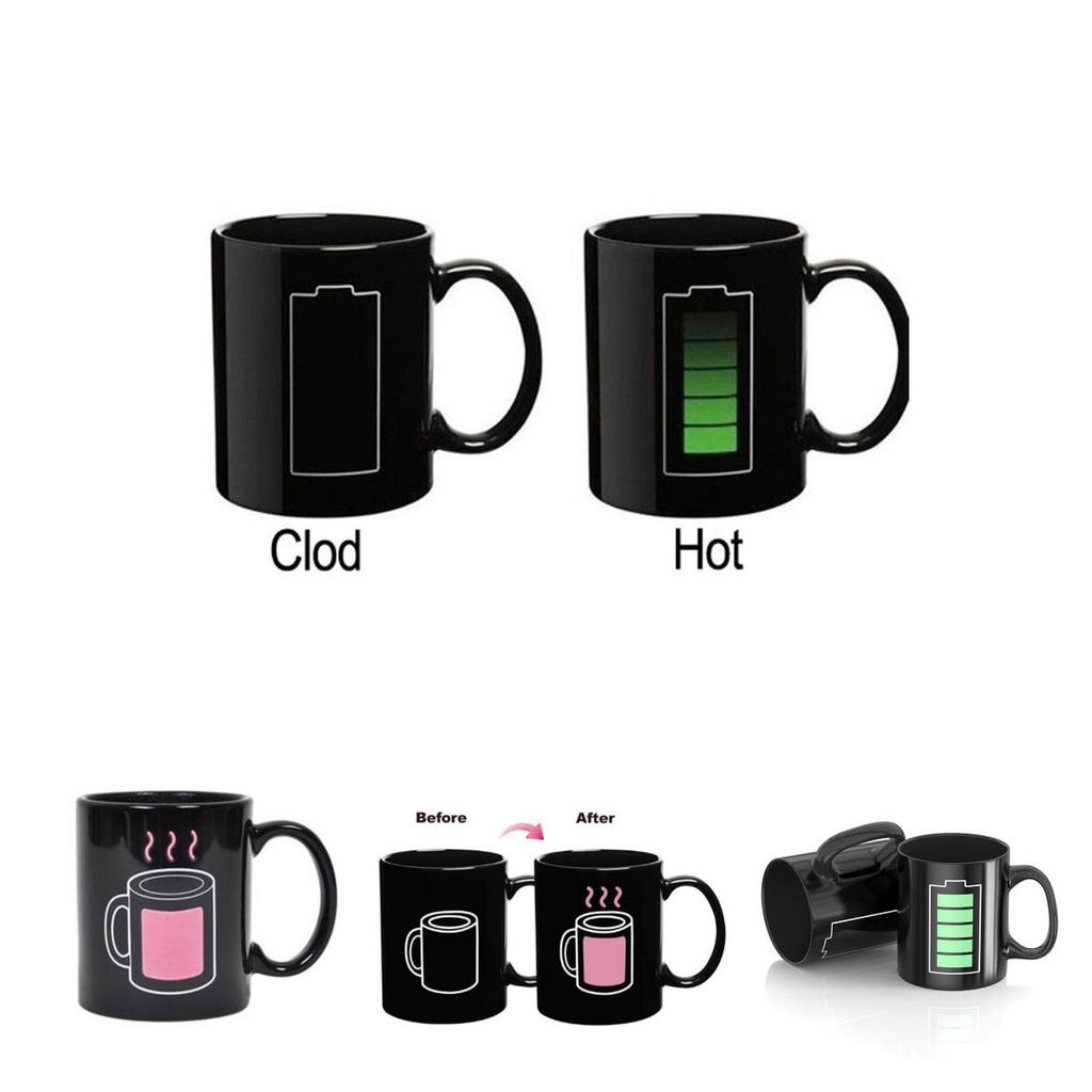 Color Changing Ceramic Mug With Light Bulb Tetris Battery Pattern For Gift Giving And Promotions
