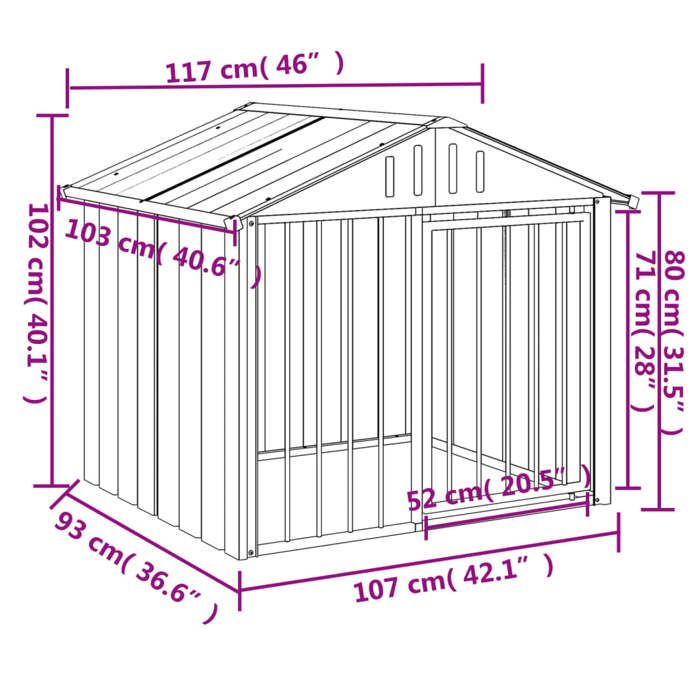 VidaXL Niche pour Chien avec Toit, Abri pour Chien avec Loquet, Cage pour Animaux de Compagnie, Maison d’Extérieur Patio, 172346