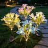 Solar Garden Lights Outdoor 7-Head Lily Light with Swaying Pole 4 Colors Waterproof Solar Powered LED String Lights for Yard Patio Pathway Energy