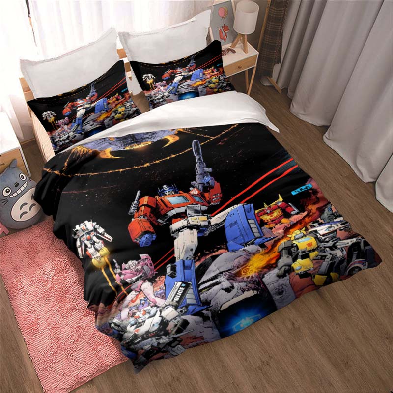 "3D Mobile Suit Gundam" anime-themed comfortable bedding set, including duvet cover, pillowcases, and children's set.