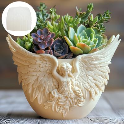 Änglavingar suckulent växt blomkruka harts silikonform gudinna relief förvaringslåda form vingar Maria ljuskopp gipsformar