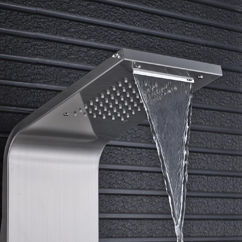 Shower Panel Tower Rain Waterfall Massage System Jet Tub Tap & Tub Spout Tower Shower Column Brushed Nickel Shower Hand