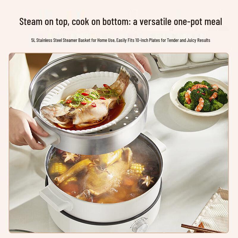 Midea 6L Multi-function Electric Hot Pot with Grill & Steamer CN plug (adapter included)