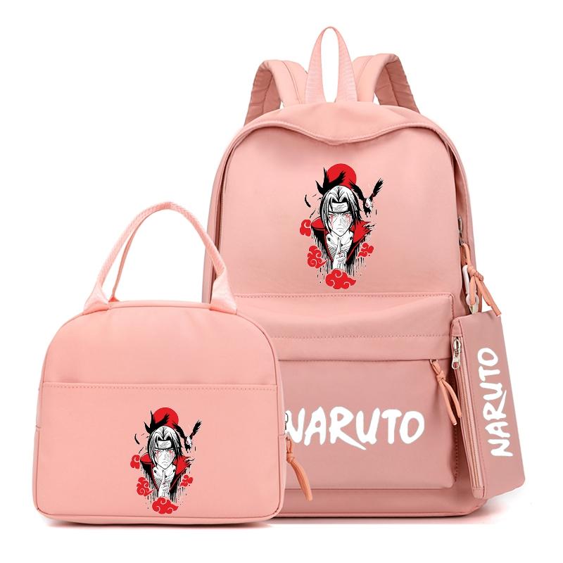 3Pcs/set Anime Naruto Backpack with Lunch Bag for Girl Boy Student Back To School Bookbag Schoolbag Men Women Leisure Travel Bag