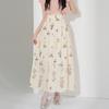 DIMANAF 2025 Summer Women New Skirts Elastic Elegant Flower Pleated Skirts High Waist