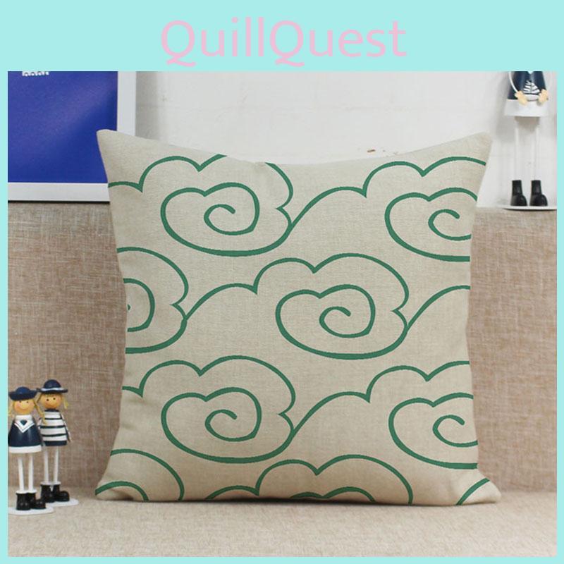 Luxurious Green Geometry Cotton Linen Pillow Case Cushion Pad For Bed Sofa Car Office Decor