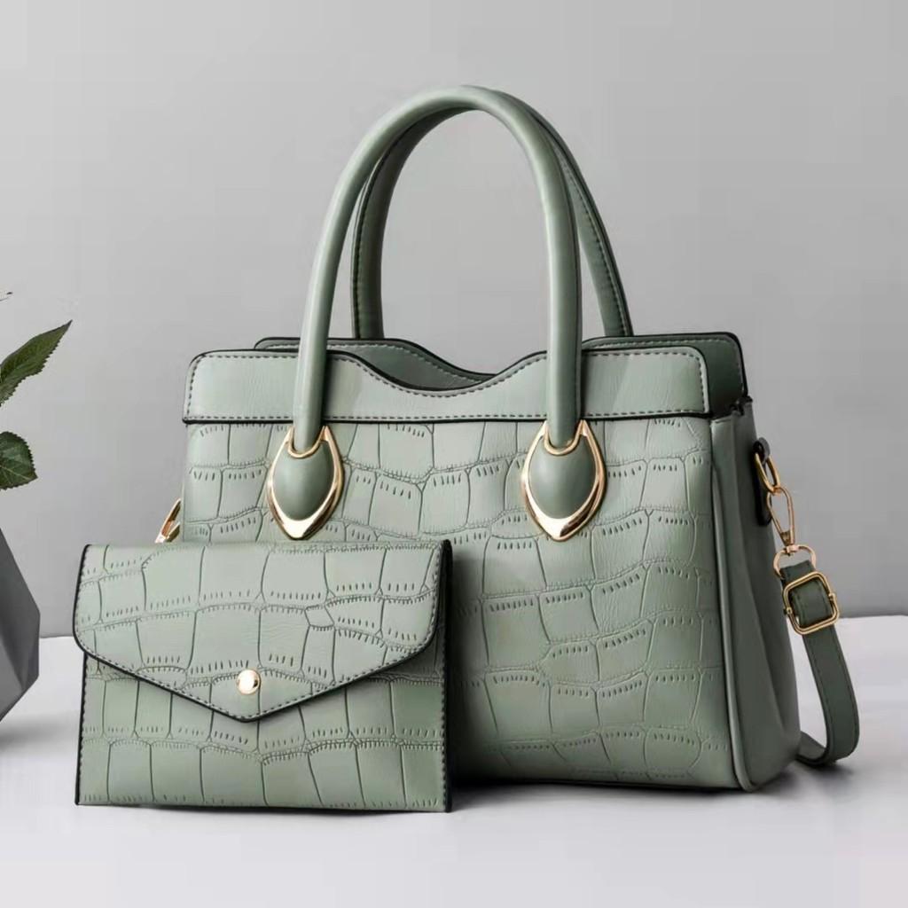 Stone Solid Texture Color Single Shoulder Crossbody Bag With Wallet Fashion