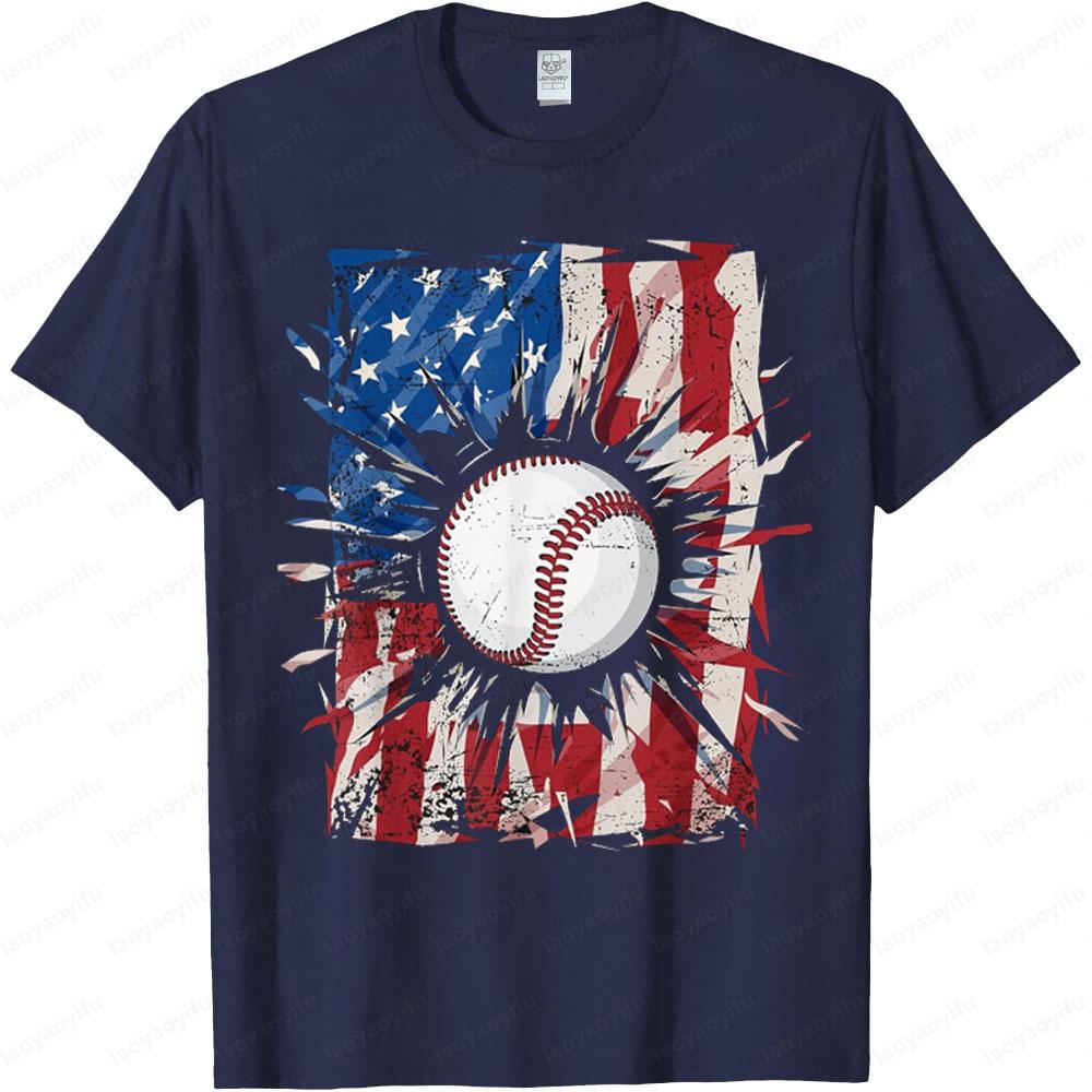 

Patriotic Baseball 4th of July USA American Flag Gift Tee Tops Creative Design Break Everything Men Women Fashion Cotton Tshi... 5XL різнокольоровий