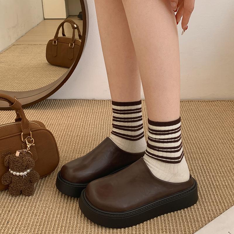 Fashion Cover Toe Beige Heeled Sandals Shoes House Slippers Platform Slides Slipers Women Black 2025 Retro Shoes Woman 2025 Female Slipp