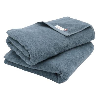 Imabari Towel Certified Bath Towel Hiorie Soft Shirring Towel Set Blue Made In Japan Cotton Absorbent Velour Touch 60 X 110cm (Hiorie) 2-Piece 100%
