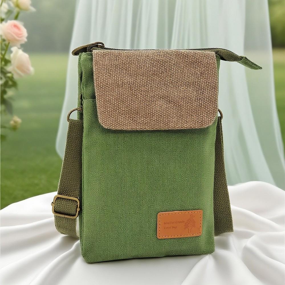 2023 New Solid Color Multi-Layer Canvas Crossbody Phone Bag - Simple, Small Crossbody Women's Bag