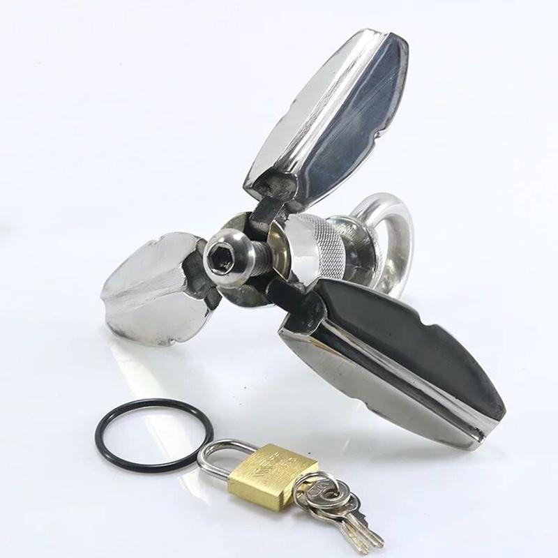 Upgradovaný těžký anální dilatační kolík Otevřít a zavřít zámek vaginálního expandéru Nastavitelný kovový anální kolík SM Retro Tools Sex