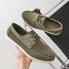 Fashion Business Suede Leather Shoe Round Toe Comfortable Casual Shoes Neutral Anti Slip Casual Shoes Green Sports Shoes 2025 New