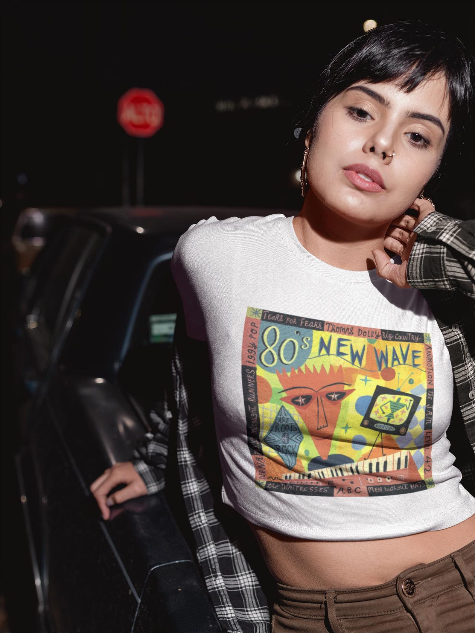 NEW WAVE 80s Women s Cropped Raw edge T-Shirt S
