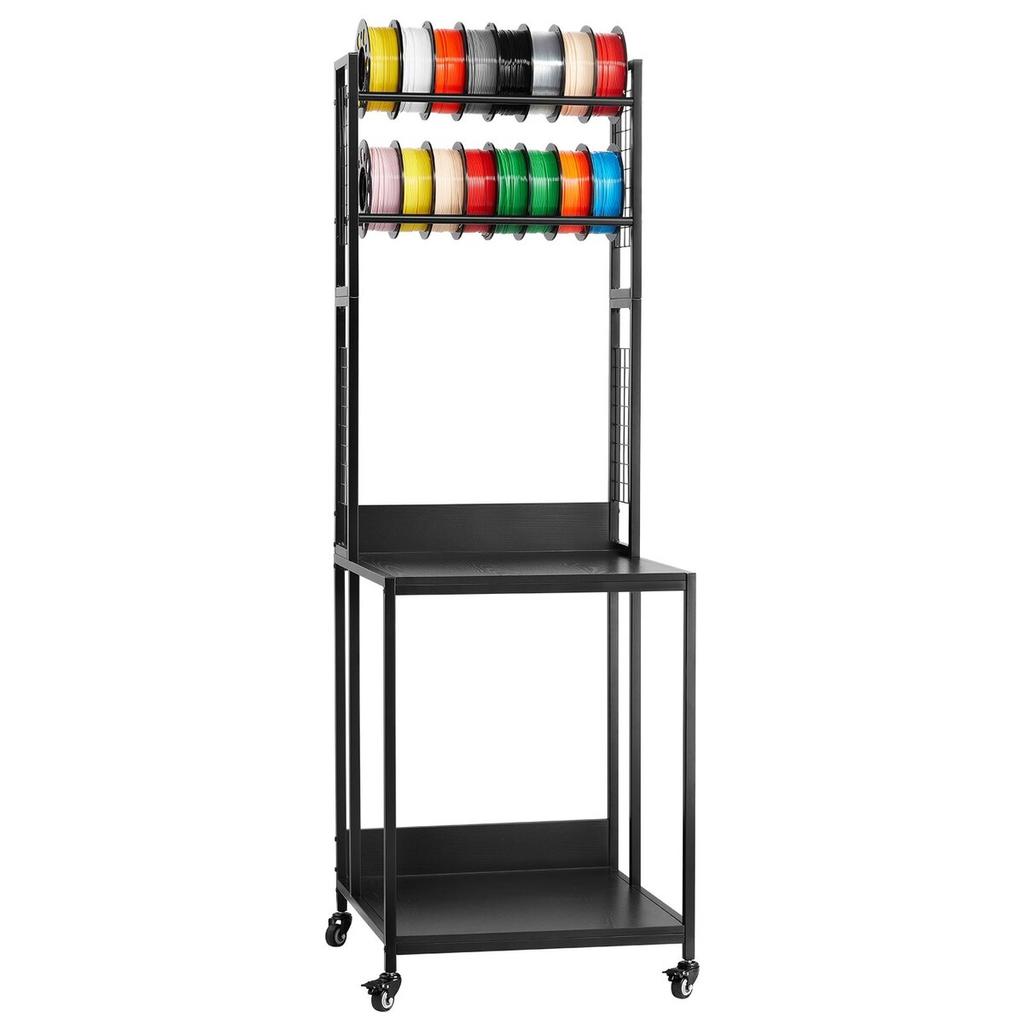 3D Printer Filament Storage Rack, 4-Tier 3D Printer Stand with Filament Storage, Spools Holder Racks Cart with Wheels, Filaments Organzied for 3D
