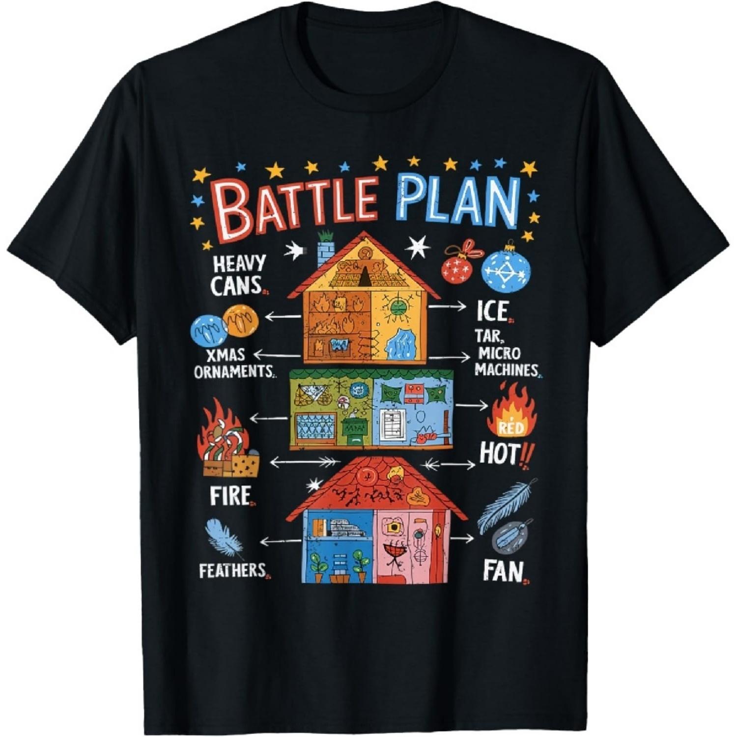 Funny Battle Plan Christmas Home Kids Hand Dawn Alone Xmas T-Shirt XXXXXL чёрный