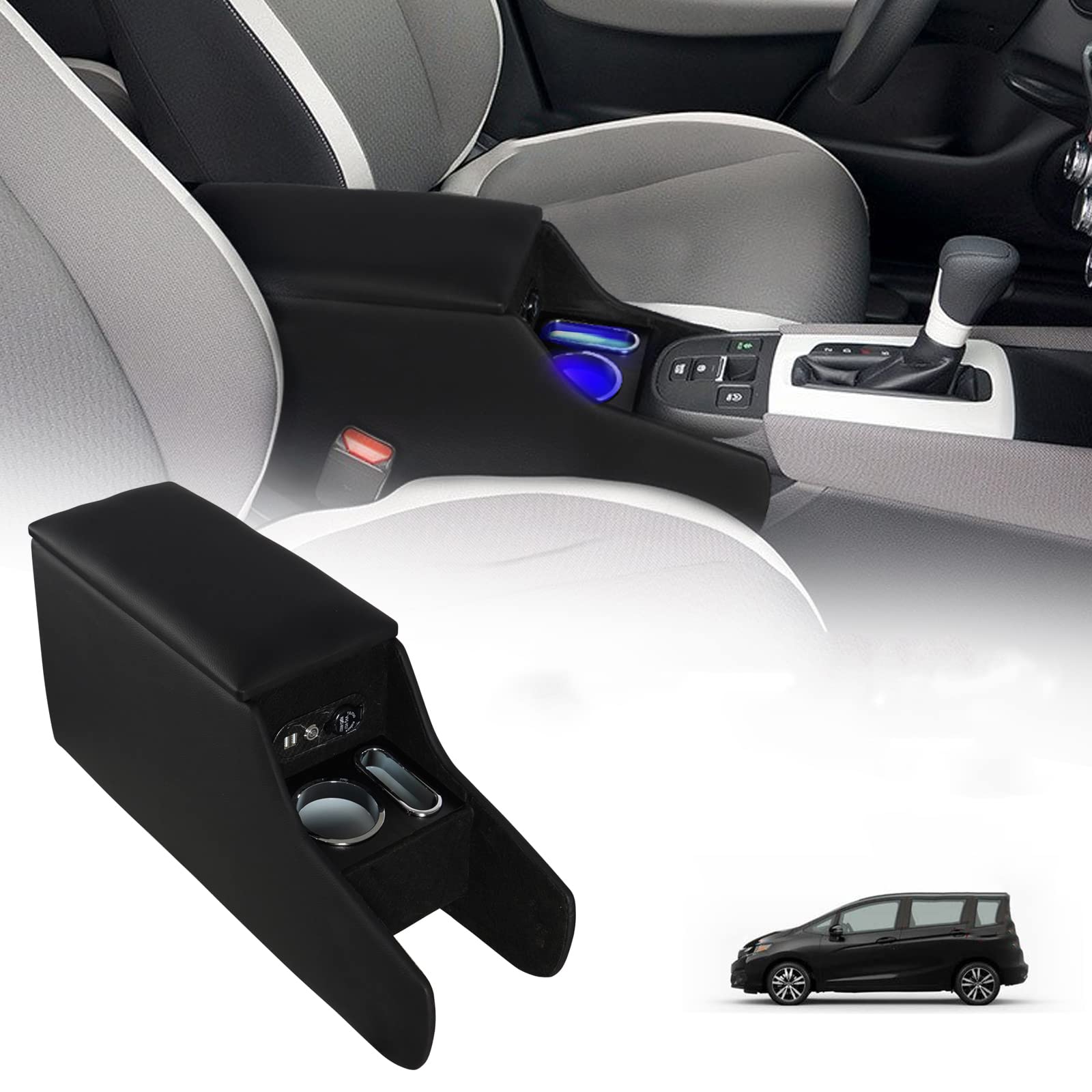 

YESHMA Improved Console Box for Honda Fit GR Series 2020 Dedicated Car Smart USB Convenient Universal Fit [2021 Model] (February onwards) - Armrest,