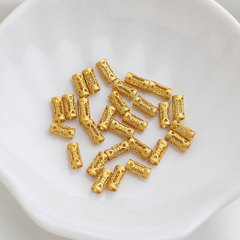 Gold Plated Hollow Cylinder Spacer Beads for Necklaces, Bracelets, and Braiding.