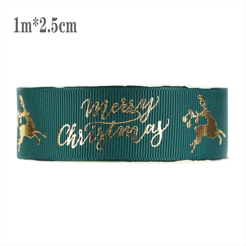 Christmas Grosgrain Ribbon Printing Gift Wrapping Wedding Decoration Hair Bow DIY Christmas Tree Garland Bowknot Craft Ribbon