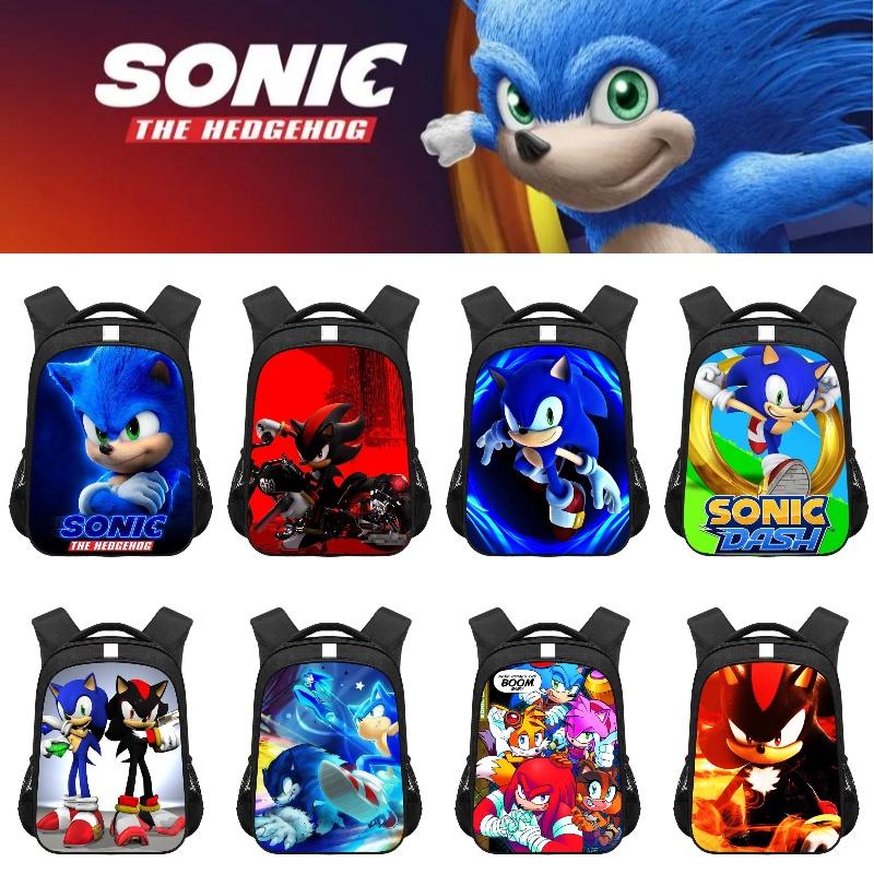 New Sonic Children's Backpack For Boys And Girls Cartoon Trendy School Bag Medium Size 20-35l Capacity