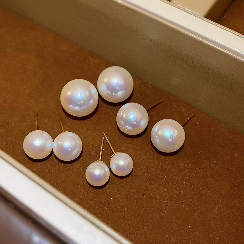 French Retro Pearl and Silver Needle Stud Earrings - High-End, Versatile, Light Luxury Design for Women