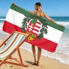 Giant Beach Towel with Hungary Flag with Coat of Arms, Quick Dry Microfiber, Soft and Absorbent, for Beach Pool Travel Gift