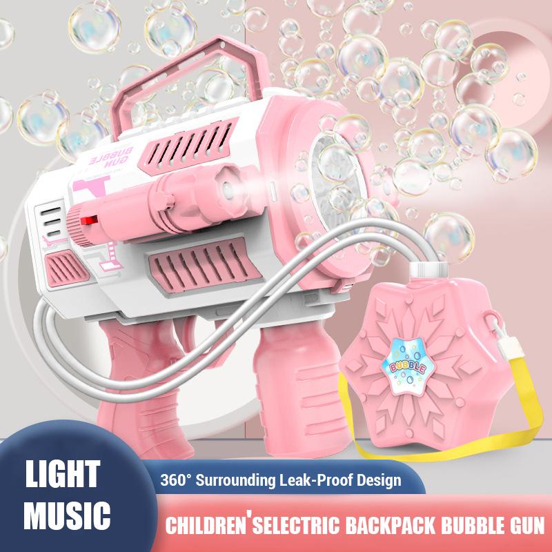 Electric Bubble Gun With Large Capacity Flashing Automatic Blower With Light Music Bubbles Maker For Kid Backpack Bubble Gun