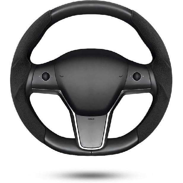 Shademax -Fit For Tesla Steering Wheel Cover, Tesla Model Y / 3 2017-2025 (Fit Model Y Juniper 2026/ Model 3 Highland) Carbon Fiber Steering Wheel