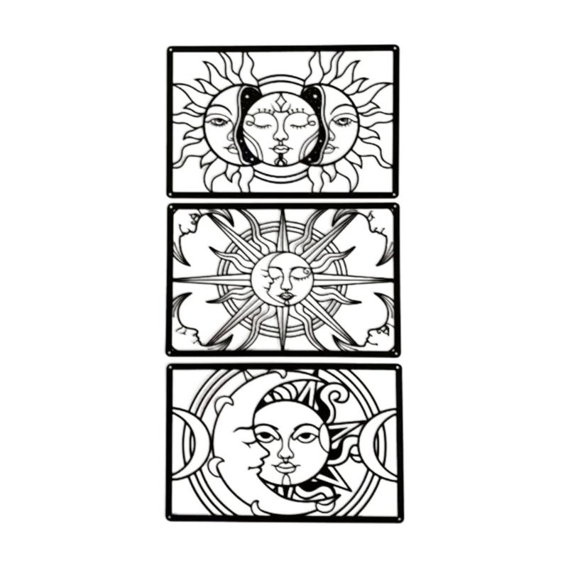 3PCS Abstract Sun and Moon Iron Wall Decors Metal Wall Hangings Decorations Wall Sculpture Enhances Your Interior 1