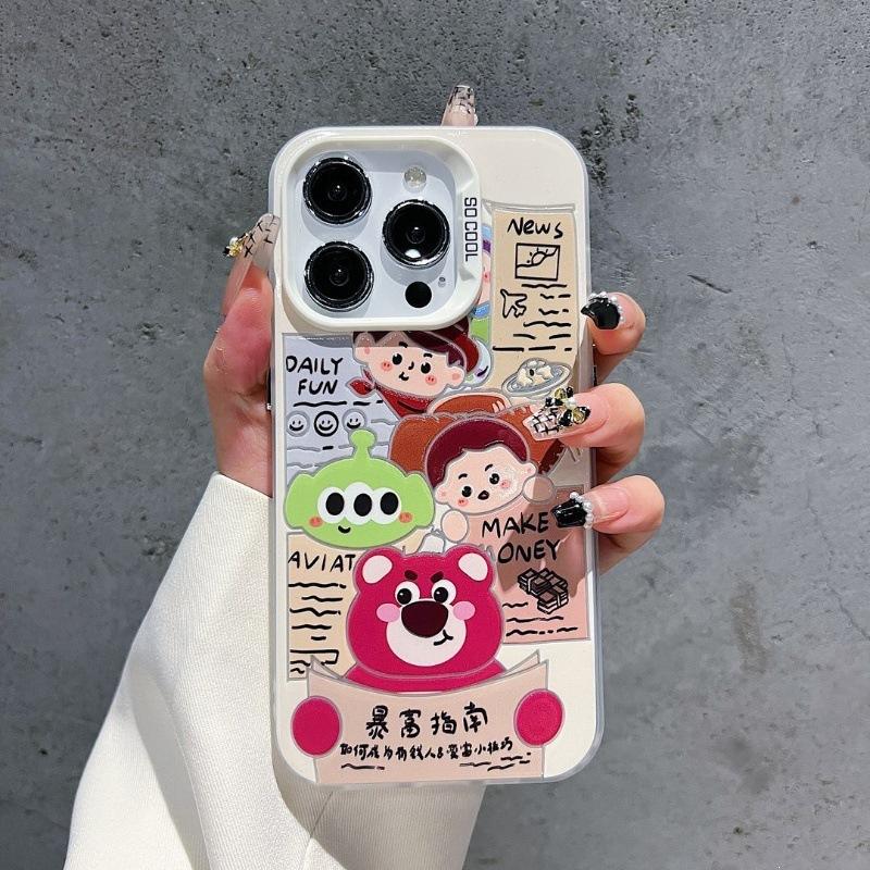 Color silver for Apple 16promax mobile phone case iPhone13/14promax premium cartoon princess strawberry
