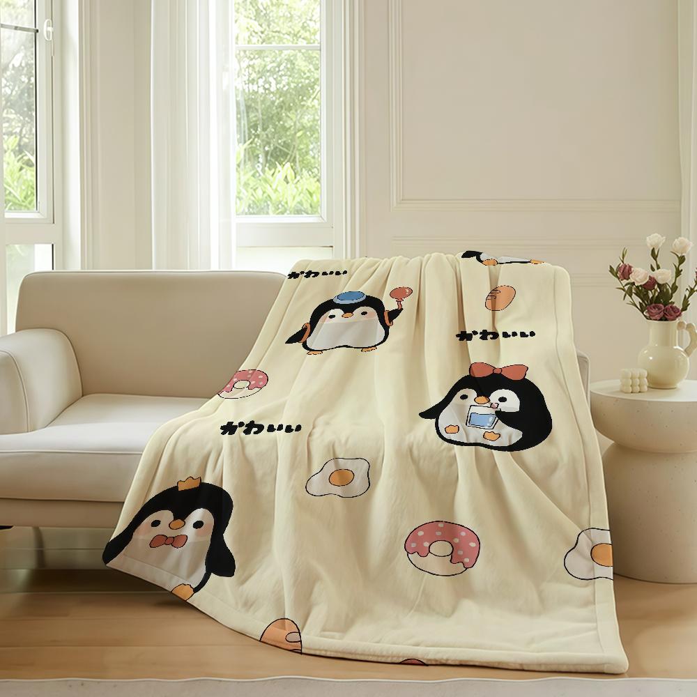 Cartoon Penguin Cute Blanket Warm Soft Suitable For Bedroom Sofa Bed Living Room Office Travel Camping Gifts