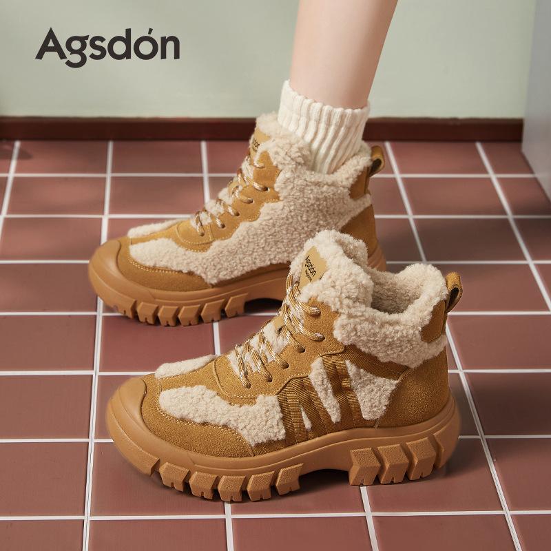 Augustine snow boots women's 2025 new winter velvet thickened cotton shoes casual platform dad sports shoes