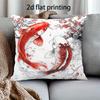 Koi Carp Printed Pillowcase - Vibrant Red Koi Fish Design, Contemporary Style, Zipper Closure, Hand Wash Solely, Perfect for Bedroom And Living Room D