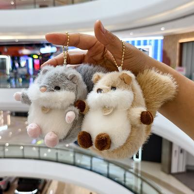 Mignon écureuil peluche porte-clés pendentif breloque sac poupée pour filles cadeau jouet