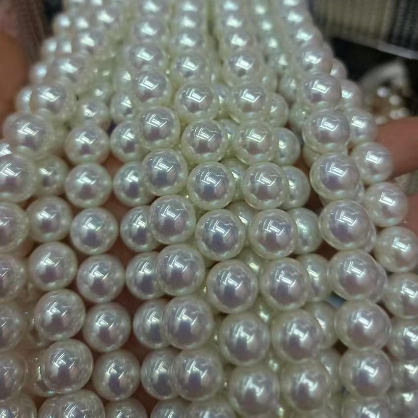 Tiannv High-Brightness Imitation Japanese Glass Beads Necklace with Seawater Pearls, White Round Clavicle Design