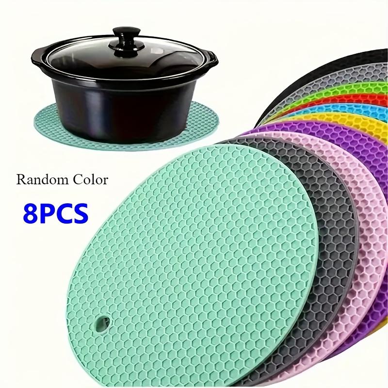 8pcs Heat-Resistant Silicone Mats, Non-Slip Honeycomb Design. Easy Clean, Durable for Kitchen & Dining Table.