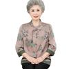 Elderly Women's Summer Floral Silk Blend 3/4 Sleeve Top